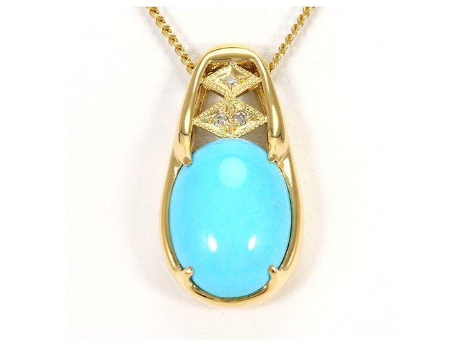 Autre Marque Collana in oro giallo 18K con turchese e diamante D'oro