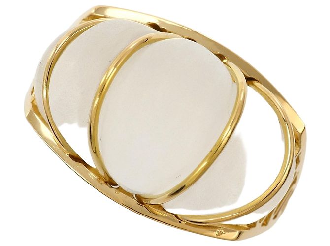 Autre Marque Anel banda em ouro amarelo 18K com quartzo Dourado