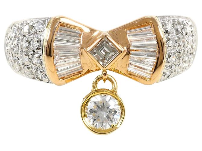 Autre Marque Elegant 18K Gold and Platinum Band Ring Golden