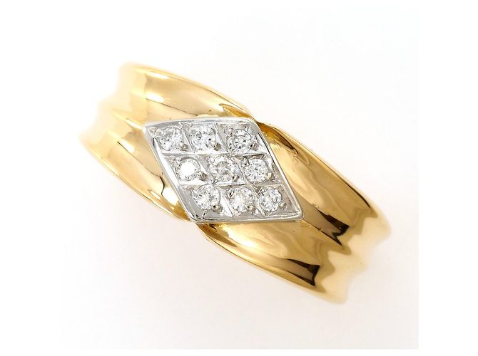 Autre Marque Anel aliança elegante em ouro 18K com diamante Dourado