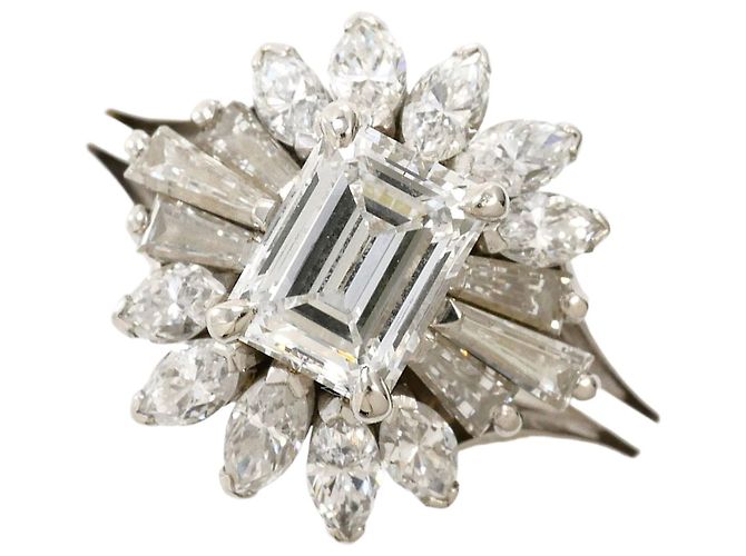 Autre Marque Platin-Ehering mit Diamanten