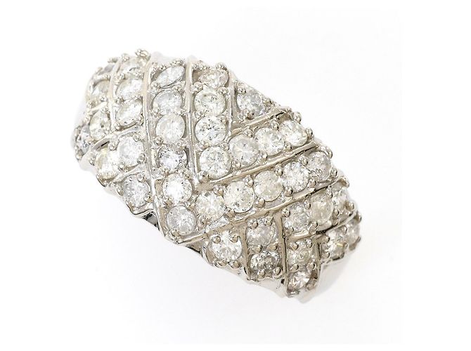 Autre Marque Platin-Bandring mit Diamant