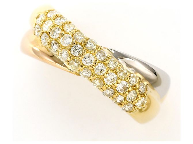 Autre Marque Anel de aliança elegante em ouro 18K e platina Dourado