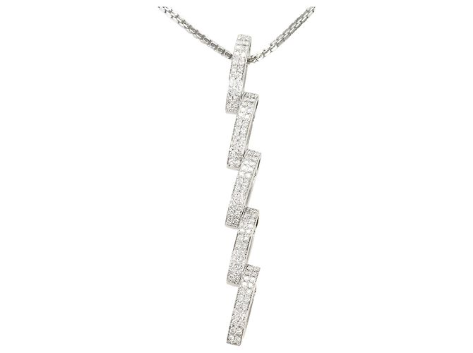 Autre Marque Collar de oro blanco 18K con diamante Dorado