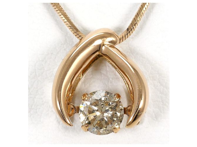 Autre Marque Collar de oro rosa 18K con diamante marrón Castaño Dorado