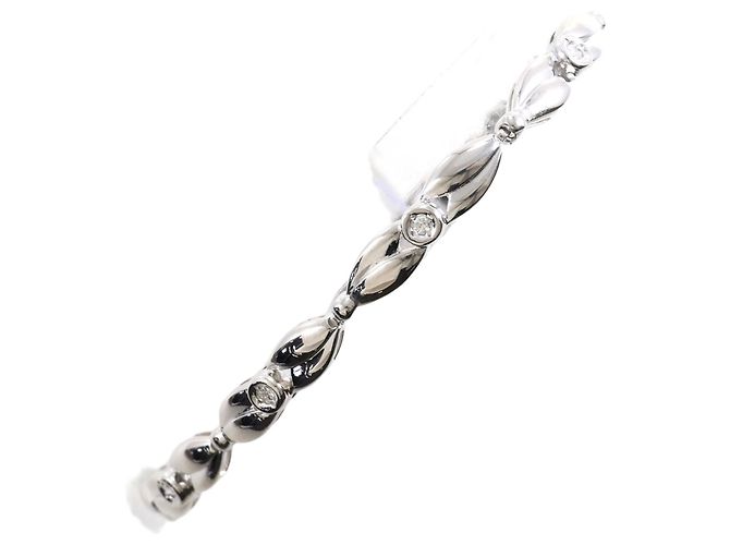 Autre Marque Bracciale con charm in oro bianco 18K e diamanti D'oro