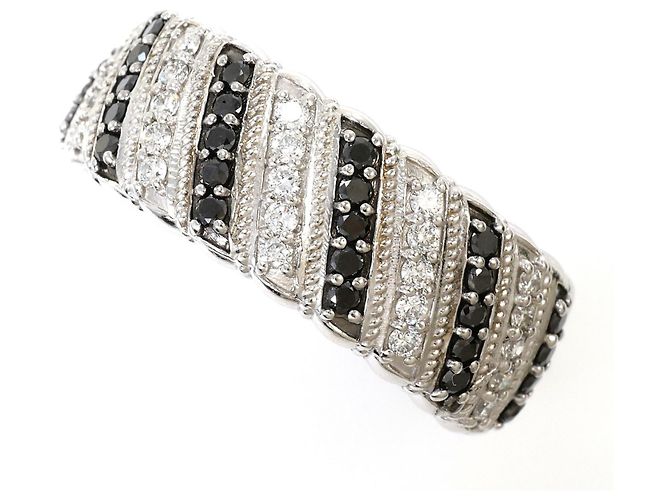 Autre Marque Ehering aus 18K Weißgold mit Diamanten Schwarz Golden