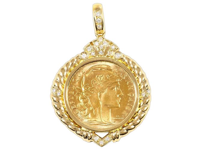 Autre Marque Pendente in oro giallo 18K e diamanti