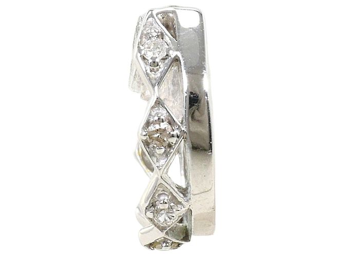 Autre Marque Pendientes de aro en oro blanco de 14K con diamante Dorado