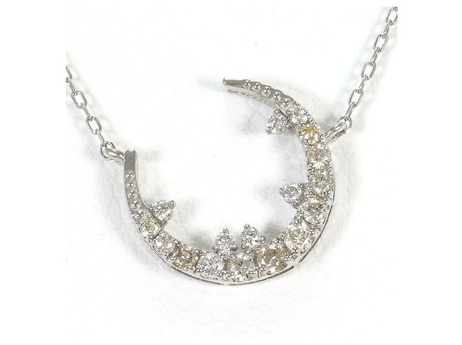 Autre Marque Platinhalskette mit Diamantanhänger