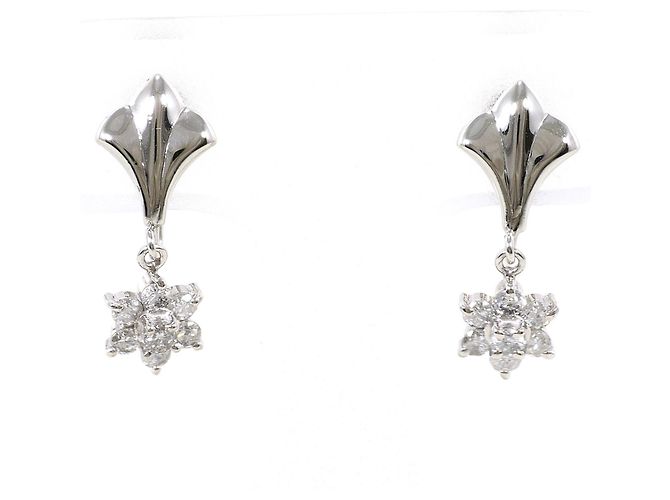 Autre Marque Pendientes de clip de platino PT900 con diamantes