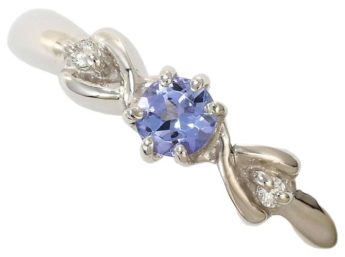 Autre Marque Platin-Bandring mit Diamant und Tanzanit