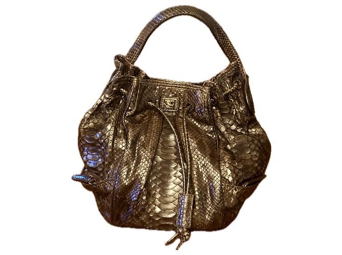 Sac Hobo Zagliani en Cuir de Python Marron