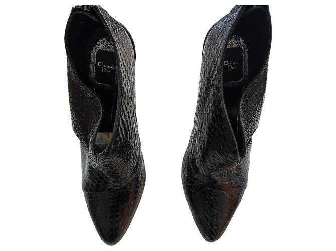 Botines Christian Dior de piel negra efecto serpiente Negro