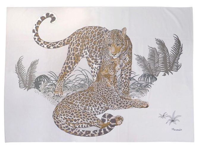 Hermès COPERTA HERMES JUNGLE LOVE IN CASHMERE E SETA BEIGE