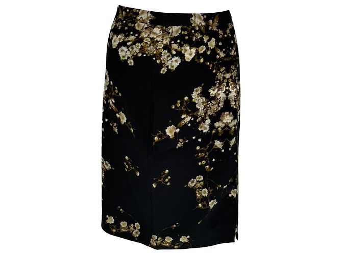 Givenchy knielange Rock mit Blumenprint aus schwarzer Viskose