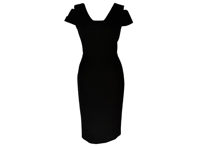 Abito midi Roland Mouret in viscosa nera Nero