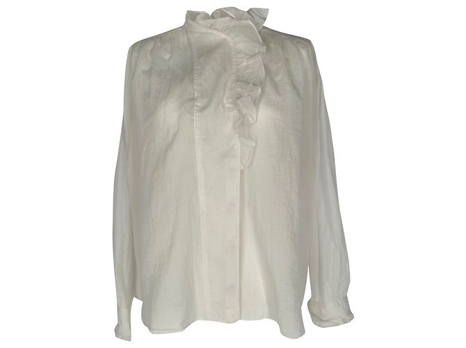 Isabel Marant Etoile Pamias Rüschenbluse aus weißer Baumwolle