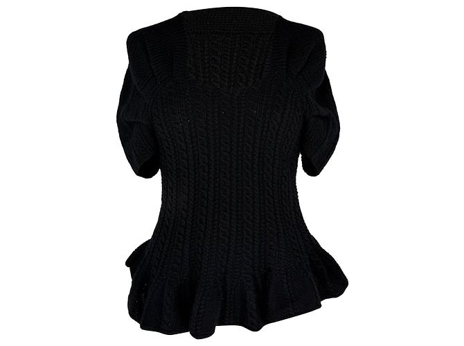 Oscar De La Renta Zopfstrickpullover aus schwarzem Kaschmir