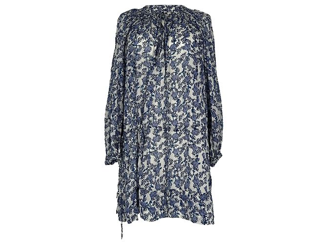 Vestido curto Isabel Marant Etoile com estampado de salsa em algodão azul