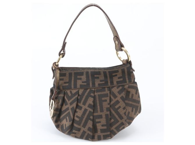 Borsa a mano Fendi Zucca 8BK044 in pelle e canvas Marrone