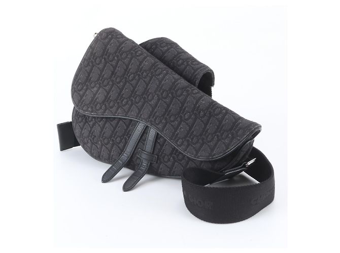 Borsa a tracolla Saddle Oblique Christian Dior Nero