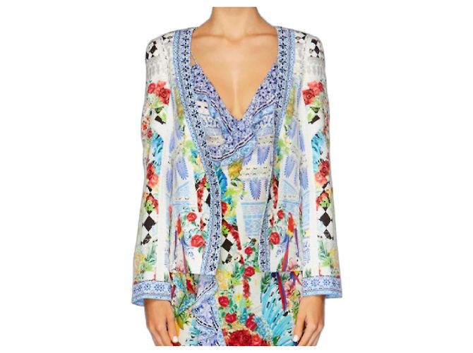 Camilla Masking Madness Printed Silk & Polyester Jacket Pink White Red Blue Multiple colors Green Yellow