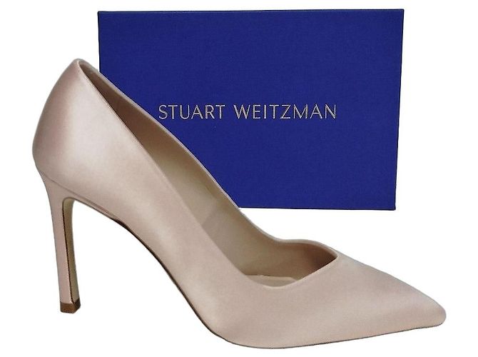 Stuart Weitzman Anny Pale Pink Satin Pumps