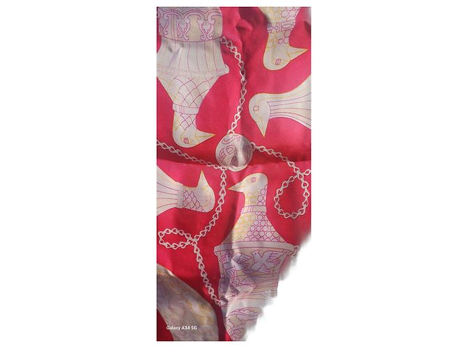 Hermès Ritote Seidentuch Pink Weiß Rot Gelb