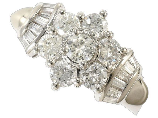 Autre Marque Anel aliança de platina e diamantes