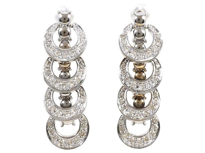 Autre Marque Eleganti orecchini a goccia in oro bianco 18K e diamanti D'oro