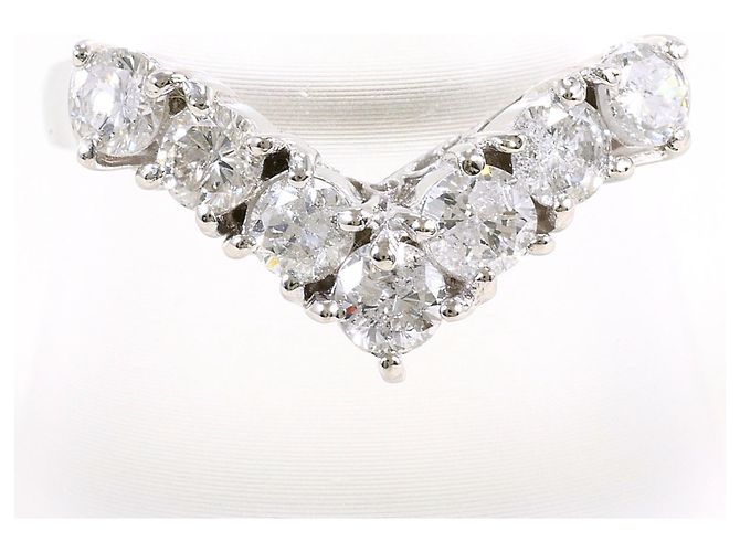 Autre Marque Platin-Bandring mit Diamant