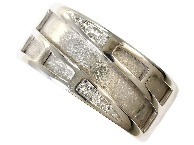Autre Marque Ehering aus 18K Weißgold mit Diamanten Golden