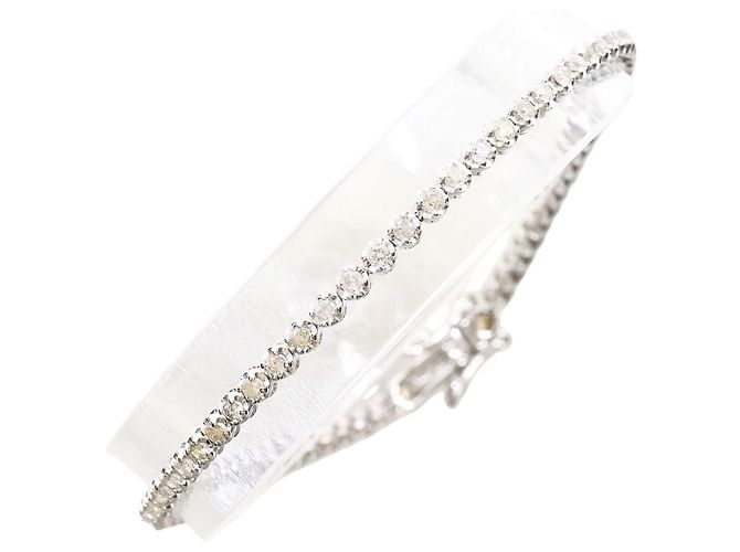 Autre Marque Pulseira de berloques em ouro branco 18K com diamante Dourado