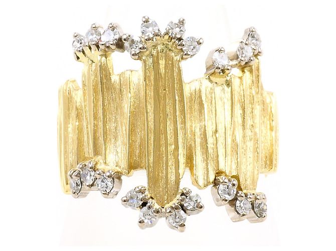 Autre Marque Anel aliança em ouro 18K com diamante Dourado