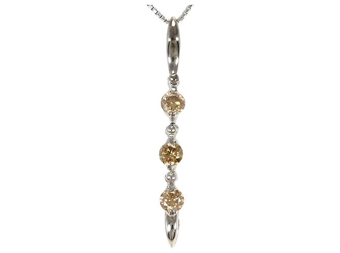 Autre Marque Collar de oro blanco 18K con diamante marrón Castaño Dorado
