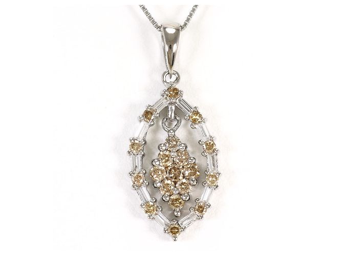 Autre Marque Collar de oro blanco 18K con diamantes marrones Castaño Dorado