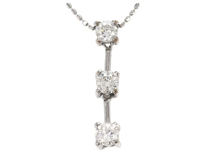 Autre Marque Collar de oro blanco 18K con diamante Dorado