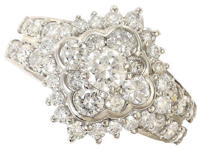 Autre Marque Platinband-Ring PT850 mit Diamant