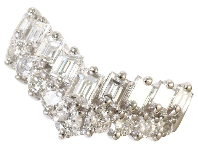 Autre Marque Platin-Bandring mit Diamant