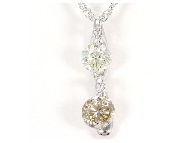 Autre Marque Collana in oro bianco 18K e diamanti Marrone D'oro