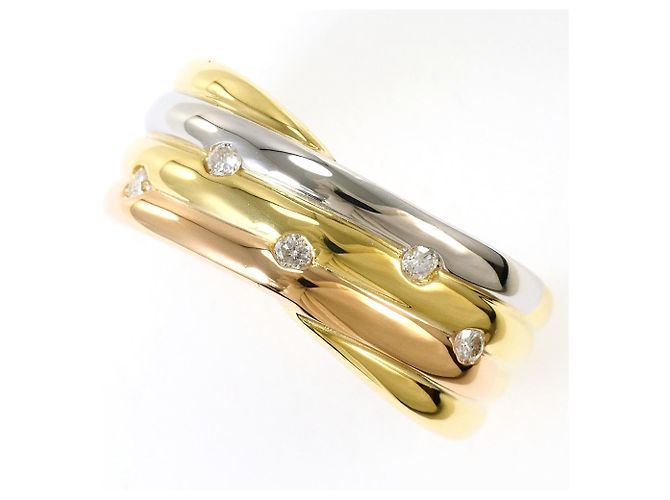 Autre Marque Anel aliança em ouro 18K e platina com diamante Dourado