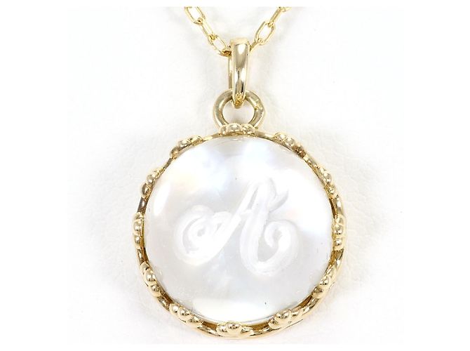 Autre Marque Collar de oro amarillo 10K con cristal y concha Dorado