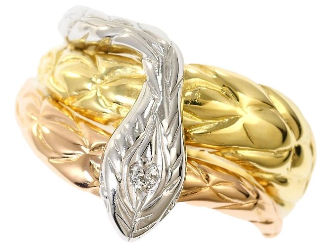 Autre Marque Anel aliança em ouro 18K e platina com diamante Dourado