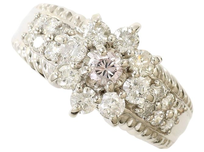 Autre Marque Platinbandring mit rosa Diamanten