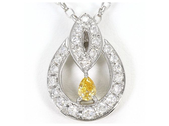 Autre Marque Colar de platina com diamantes amarelos e brancos