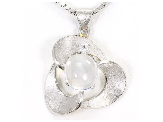 Autre Marque Colar de platina com opala d'água e diamante