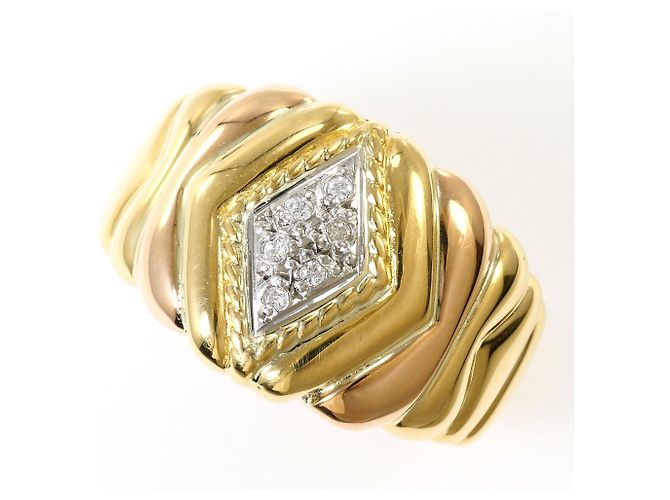 Autre Marque Anel aliança de platina e ouro com diamantes Dourado