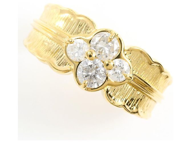 Autre Marque Ehering aus 18K Gelbgold mit Diamanten Golden