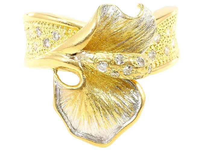 Autre Marque Anello a fascia in oro 18K con diamante D'oro